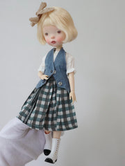 Plaid Denim Blythe BJD Outfit - Handmade Doll Clothes - ToastDoll