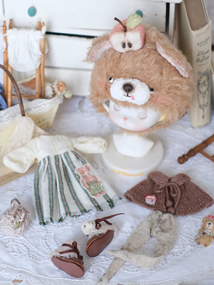 Cute Bear Forest Blythe Brown Outfit Flat Lay | ToastDoll