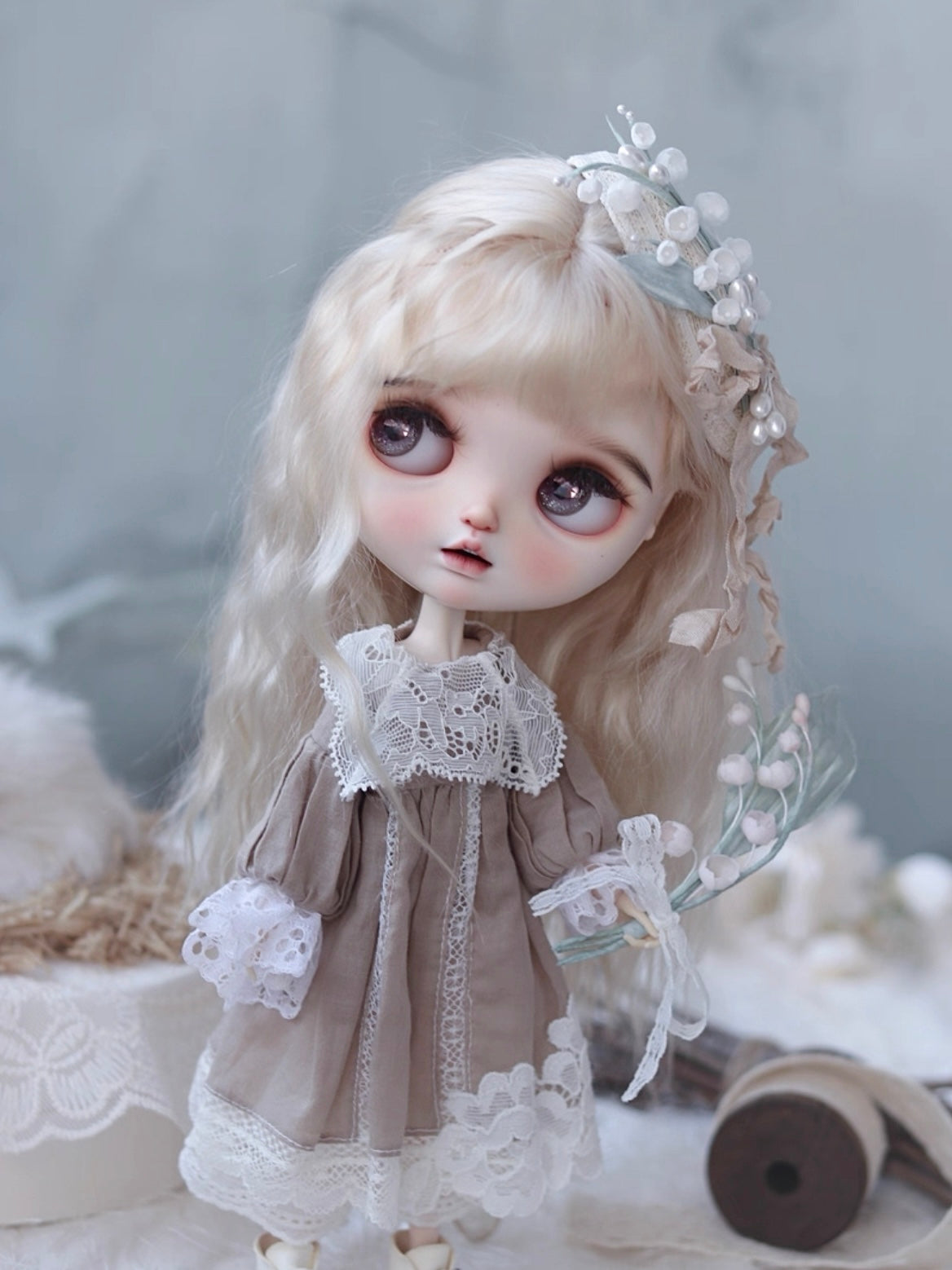 Blue Lily Blythe Hair Clip - Handmade Doll Headpiece - ToastDoll