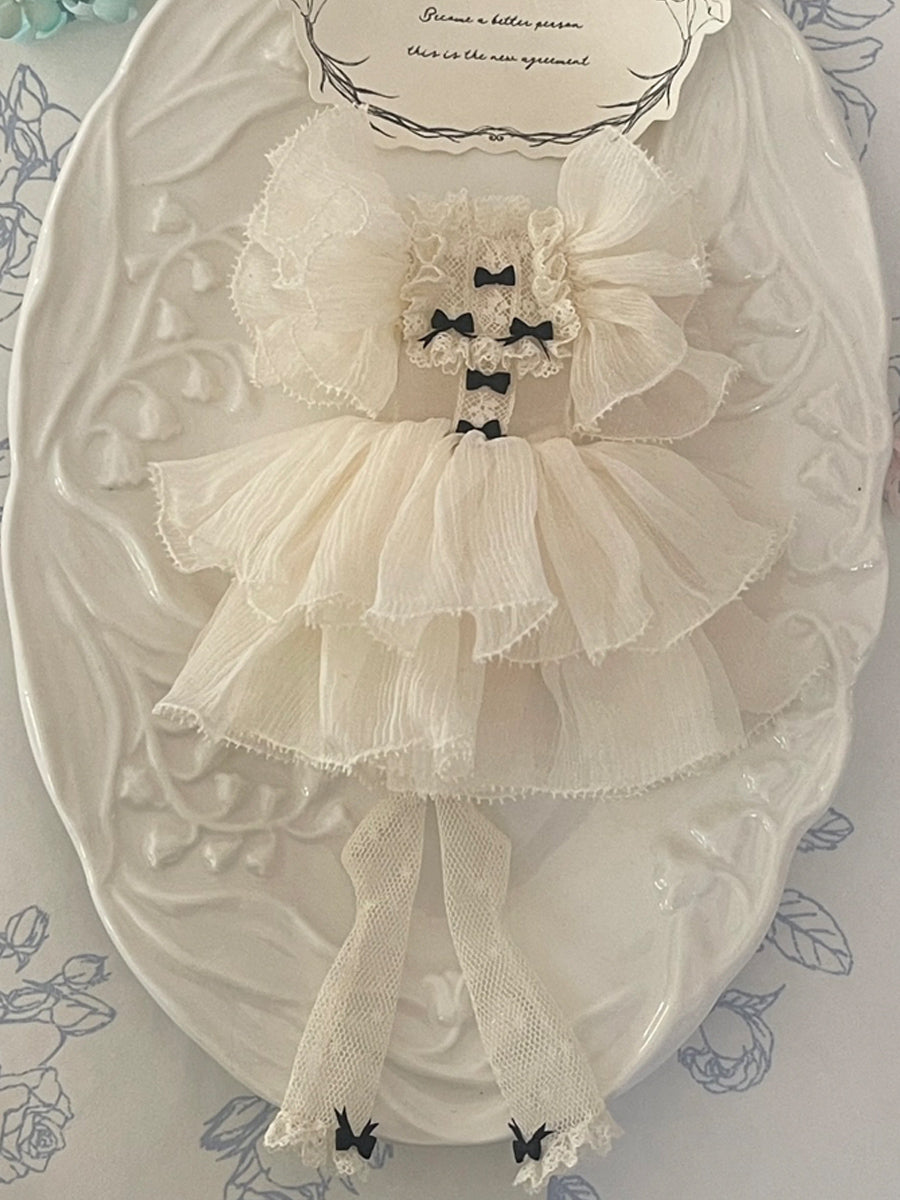 Lace Bow Skirt Blythe Black Outfit Flat Lay | ToastDoll