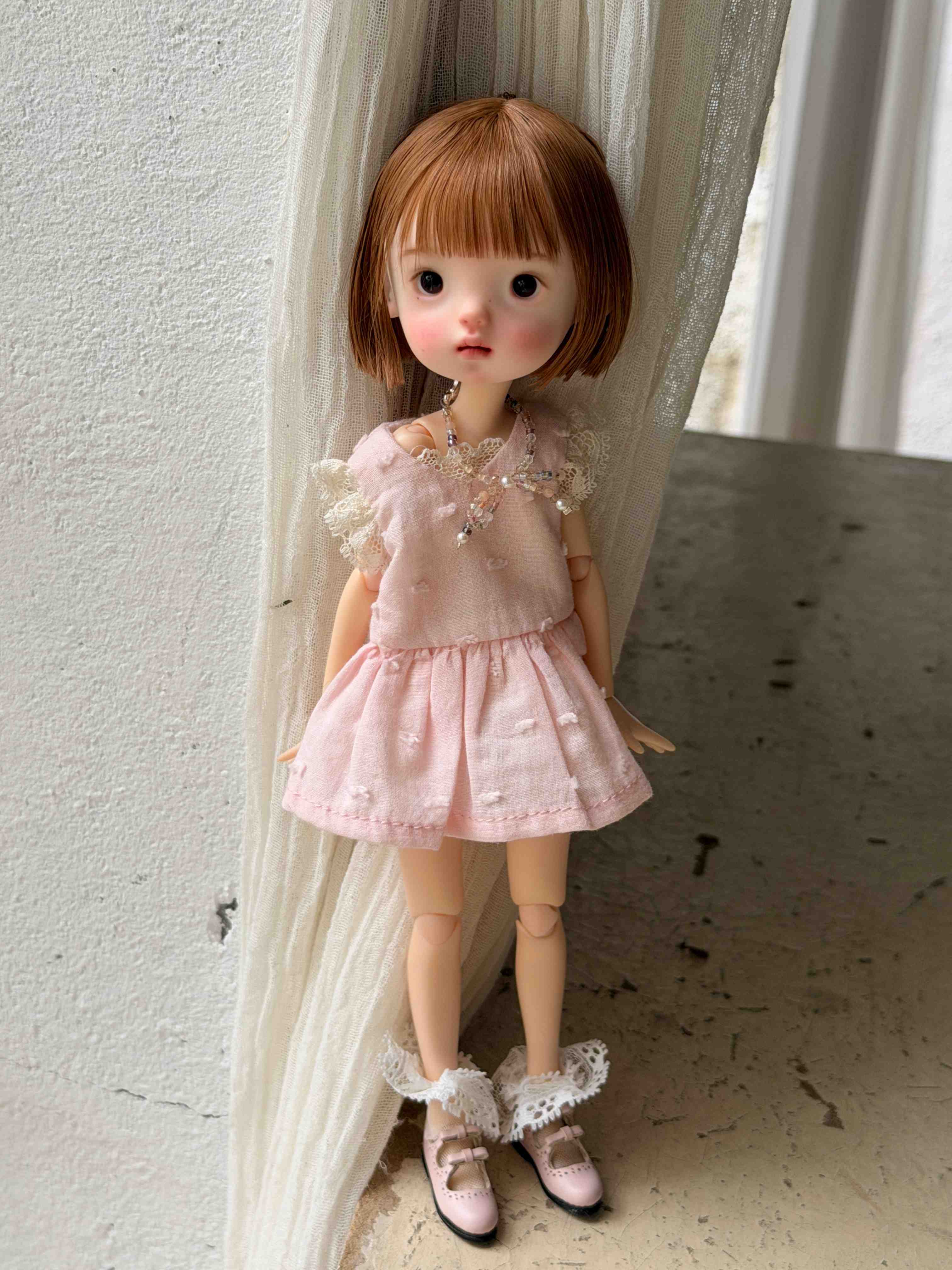 Spring Pink Cotton Blythe BJD Dress - Handmade Doll Clothes -ToastDoll