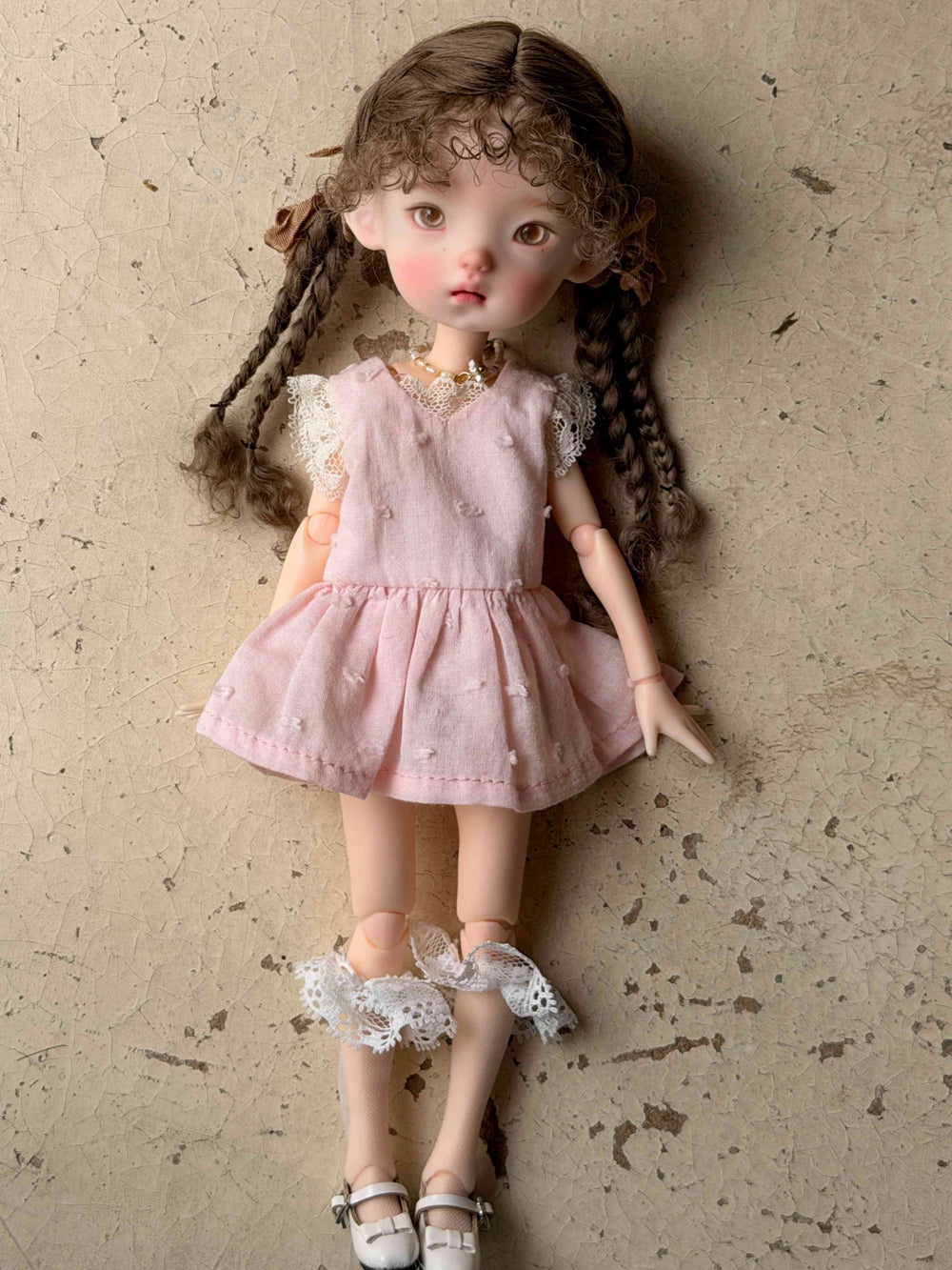 Spring Pink Cotton Blythe 1/6 BJD Bow Dress | ToastDoll