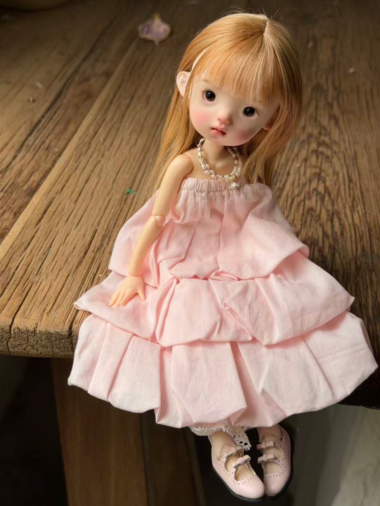 Spring Pink Cotton Blythe BJD Dress - Handmade Doll Clothes -ToastDoll