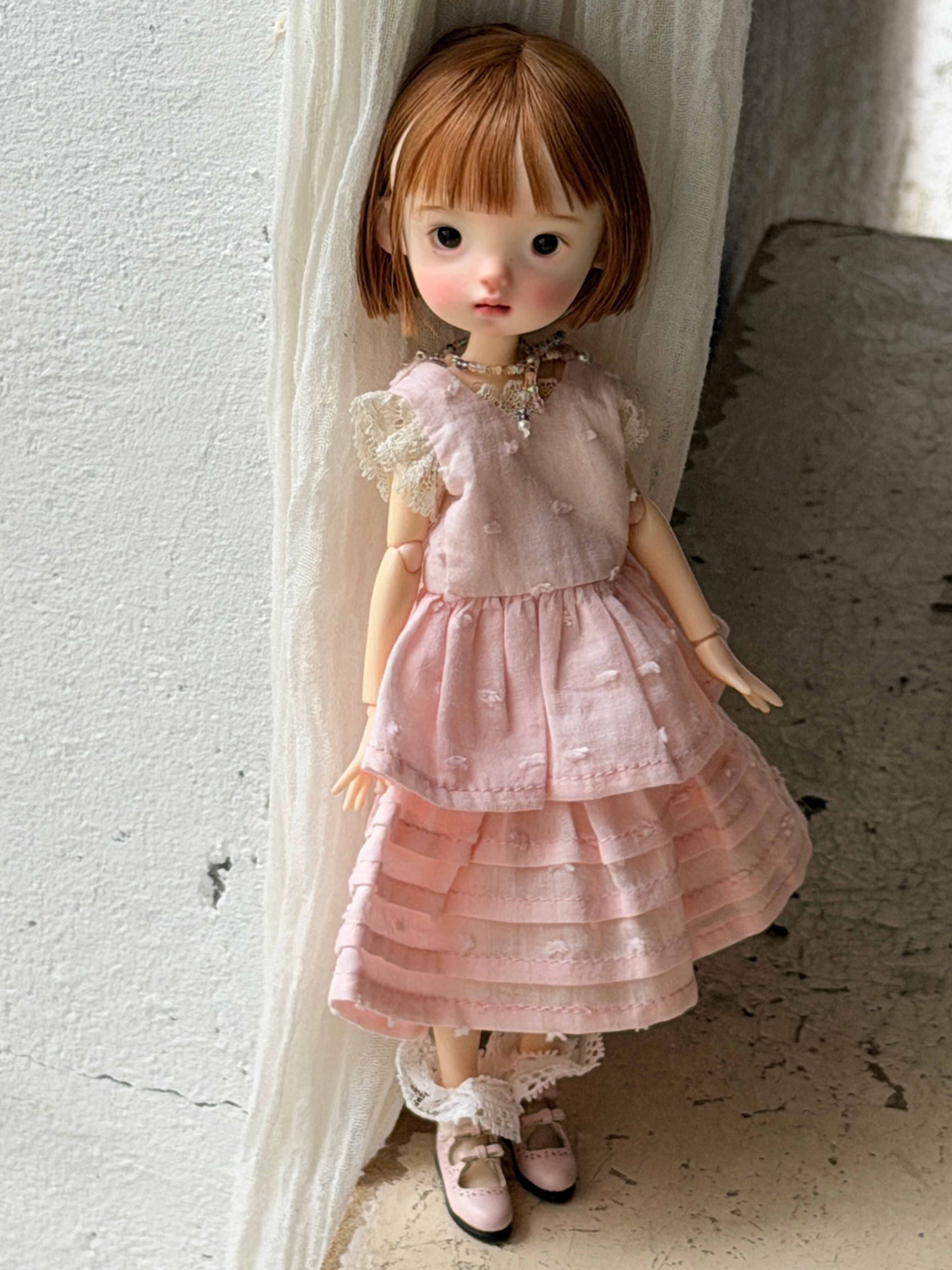 Spring Pink Cotton Blythe BJD Dress - Handmade Doll Clothes -ToastDoll