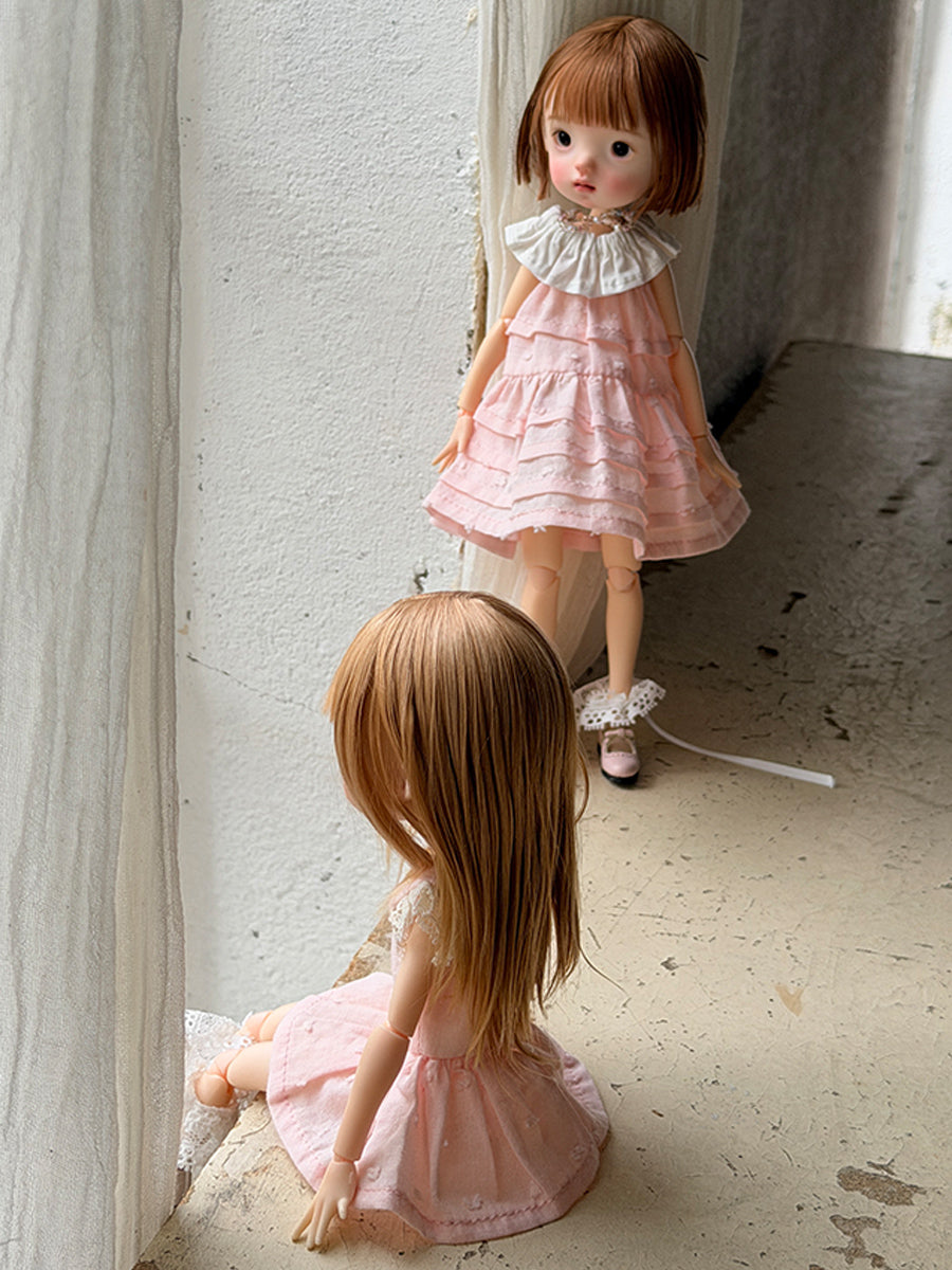 Spring Pink Cotton 1/6 BJD Dress  Close-up | ToastDoll
