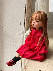 Vintage Red Puffy Sleeve Blythe 1/6 BJD Outfit Close-up | ToastDoll