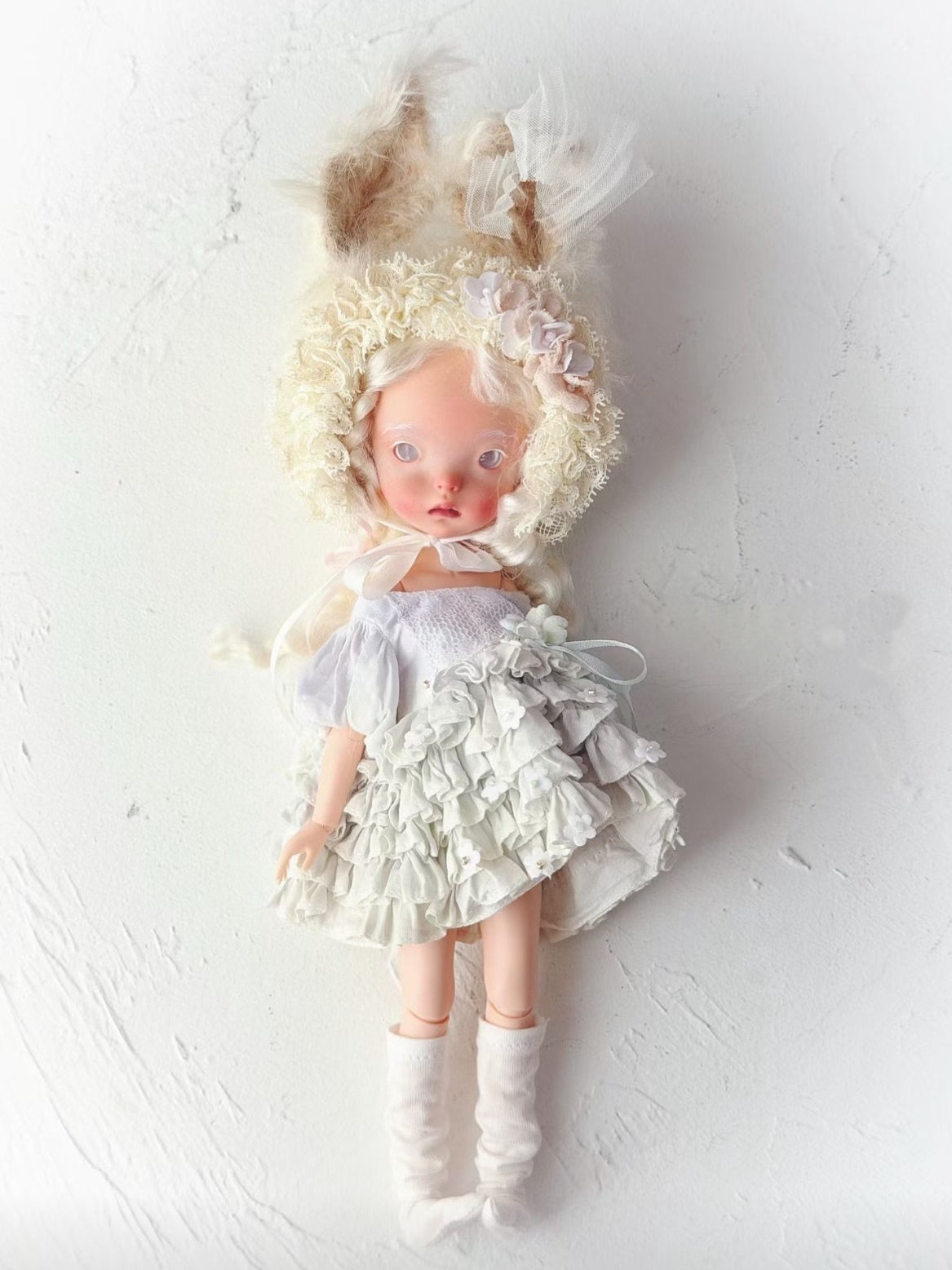 Floral Bunny Blythe 1/6 BJD Set On Doll Display | ToastDoll