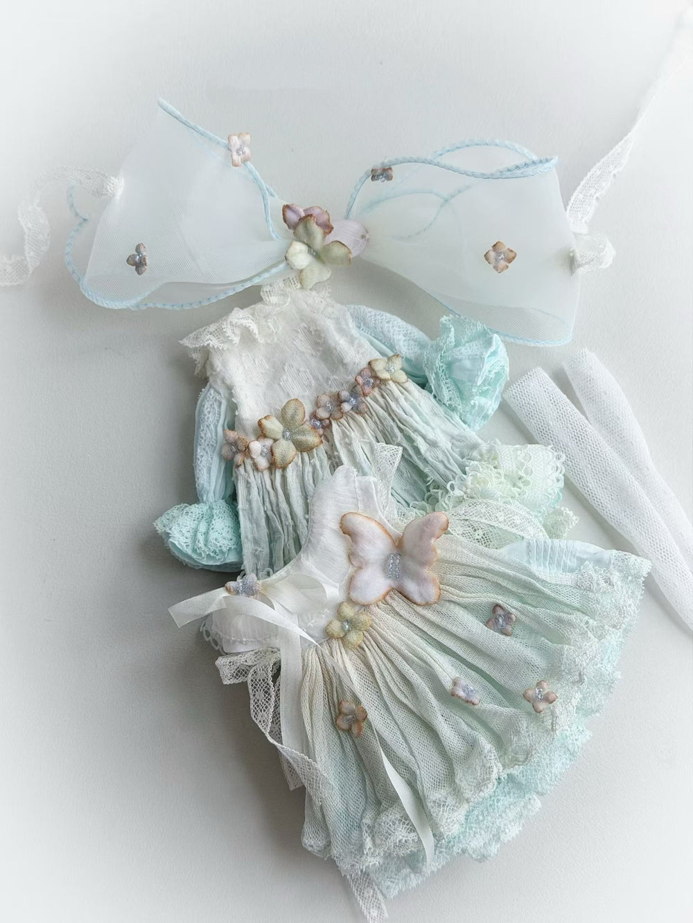 Light Blue Butterfly Blythe Dress Set Flat Lay | ToastDoll