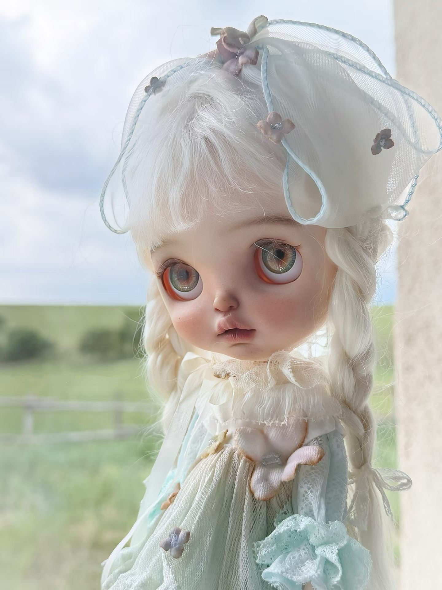 Light Blue Butterfly Blythe Dress Set Side View | ToastDoll