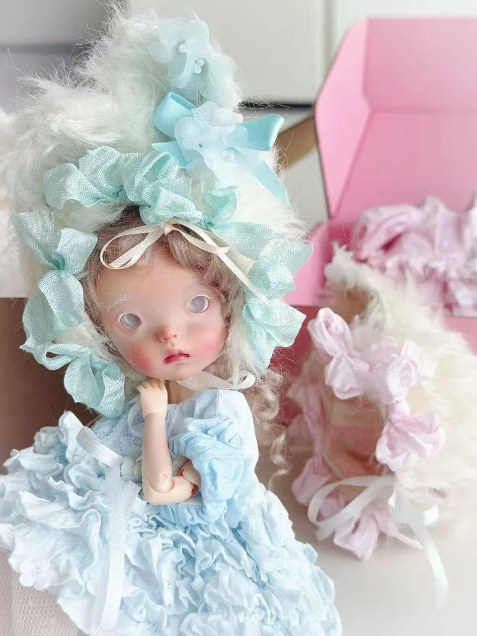 Pink Blue Bunny Blythe 1/6 BJD Set - Handmade Doll Clothes - ToastDoll