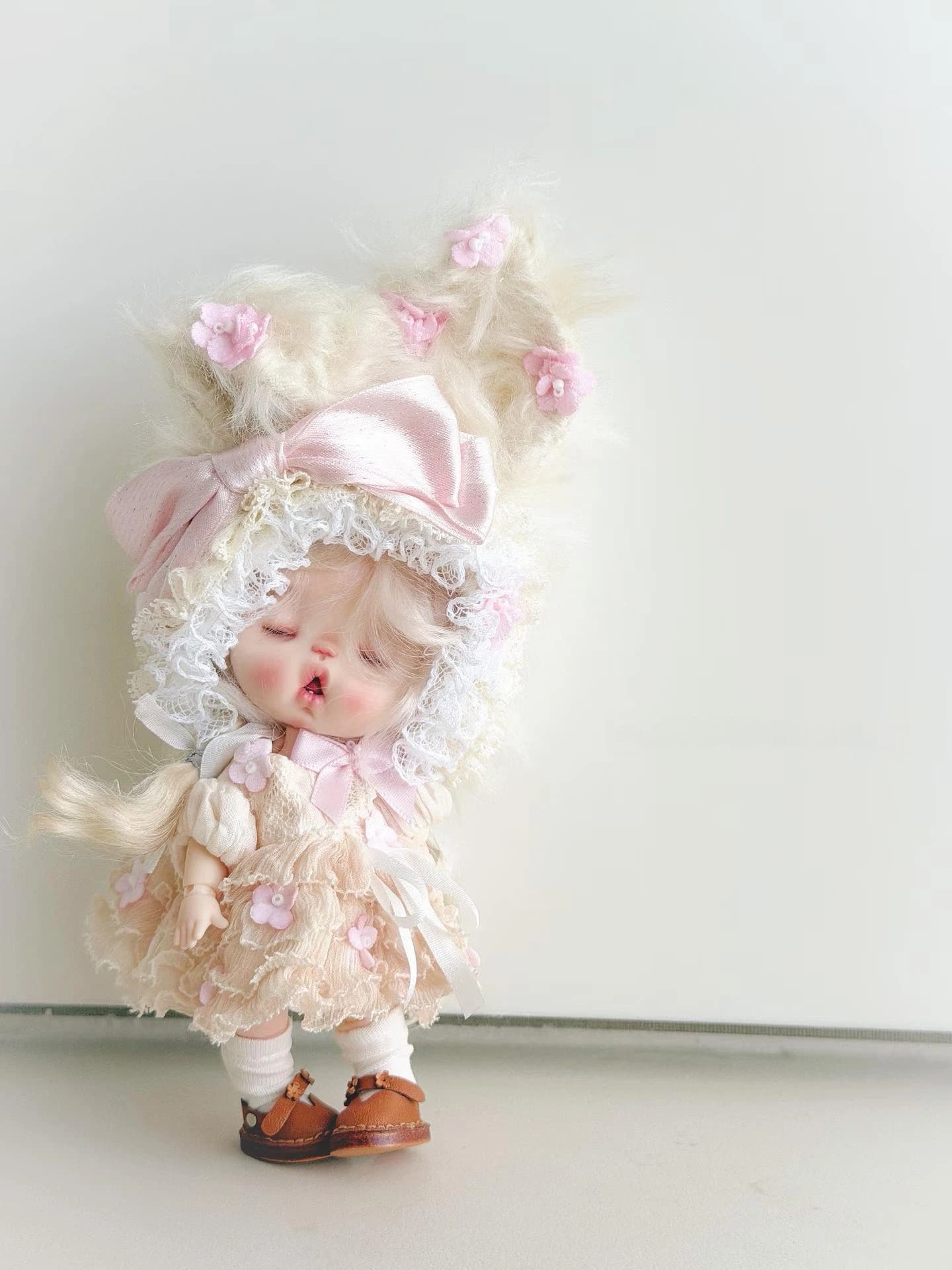 Soft Pink Floral OB11 Outfit - Handmade Doll Clothes - ToastDoll
