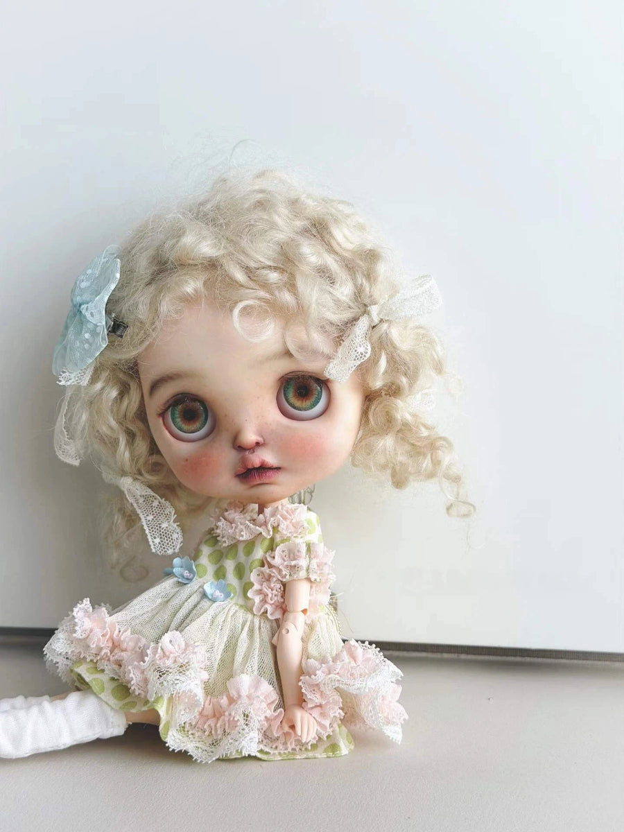 Soft Pink Green Blythe 1/6 BJD Set - Handmade Doll Clothes - ToastDoll