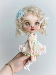 Soft Pink Green Blythe 1/6 BJD Set - Handmade Doll Clothes - ToastDoll
