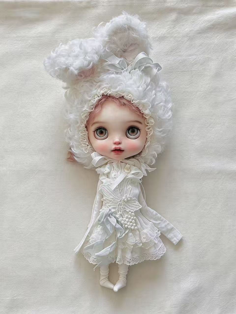 White Bunny Blythe BJD Full Set - Handmade Doll Clothes - ToastDoll