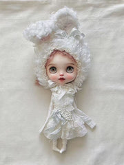 White Bunny Blythe BJD Full Set - Handmade Doll Clothes - ToastDoll
