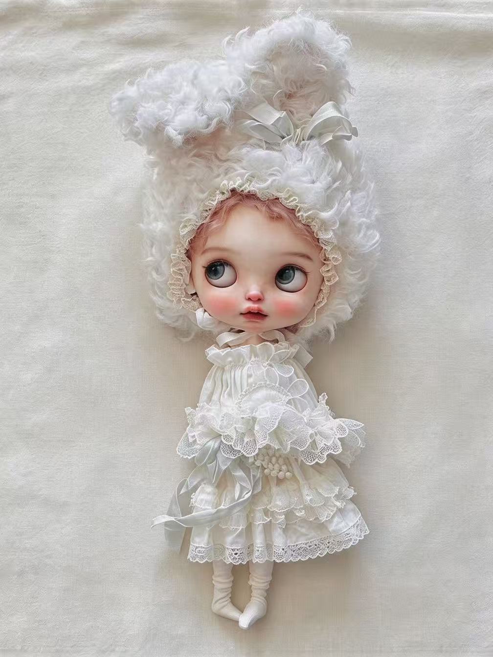 White Bunny Blythe BJD Full Set - Handmade Doll Clothes - ToastDoll