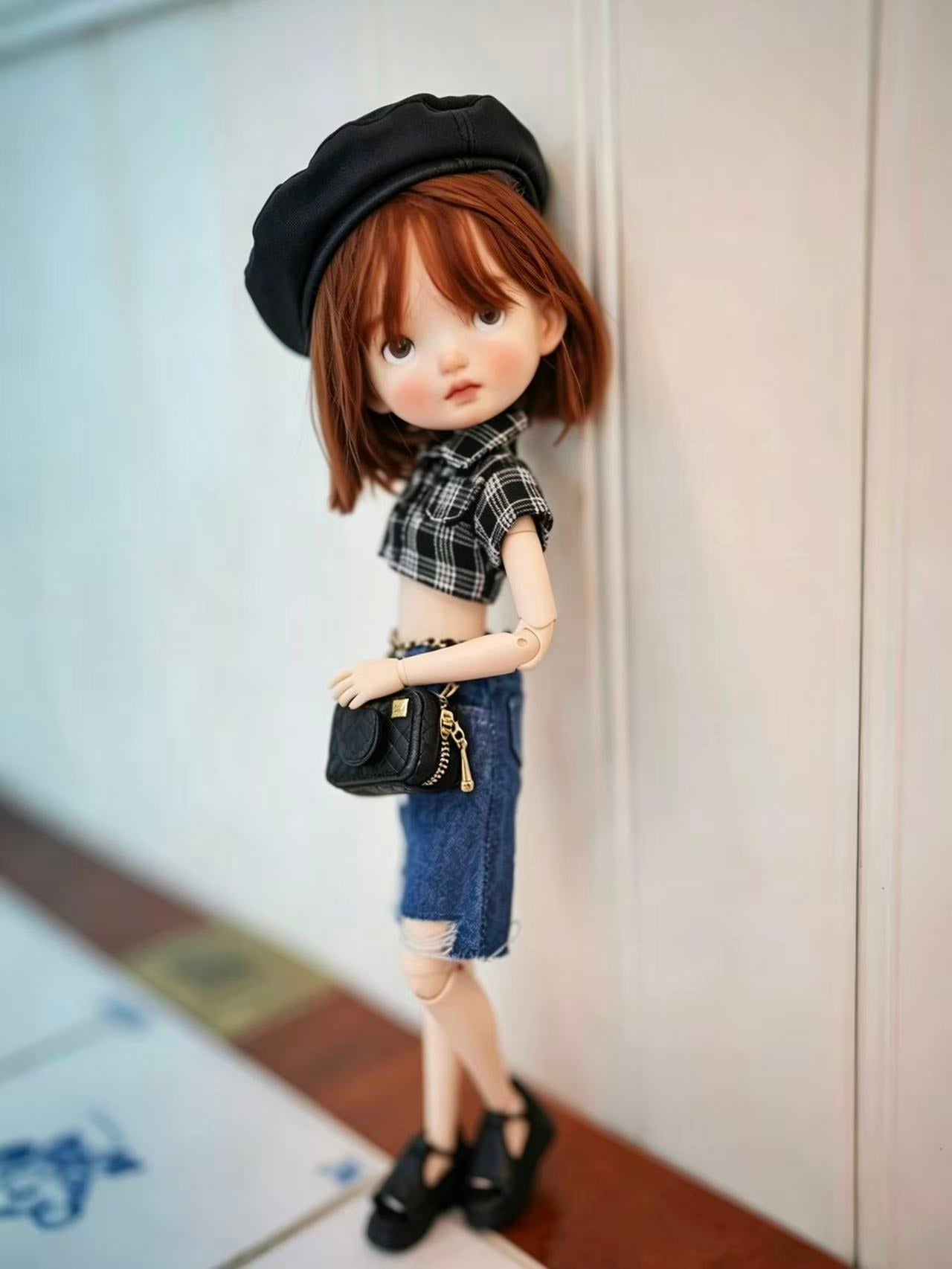Top Denim Skirt Blythe BJD Set - Handmade Doll Clothes - ToastDoll