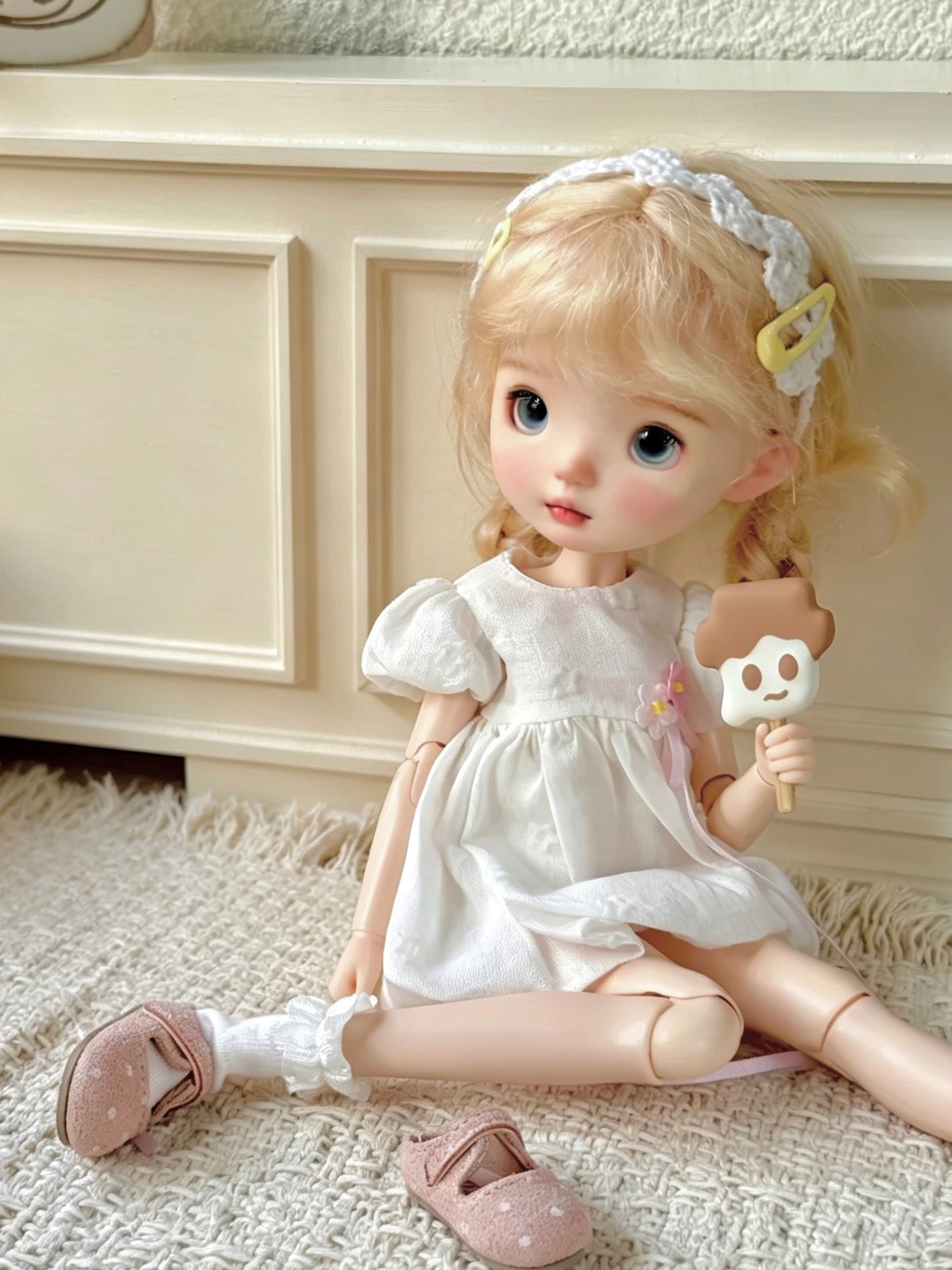 Spring Pink White Blythe BJD Set - Handmade Doll Clothes - ToastDoll