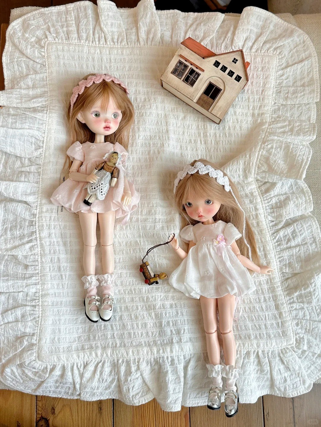 Spring Pink White Blythe BJD Set - Handmade Doll Clothes - ToastDoll