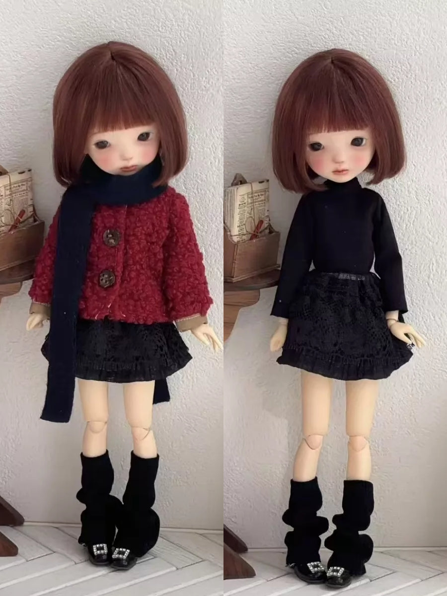 Fuzzy Jacket Blythe 1/6 BJD Red Set On Doll Display | ToastDoll