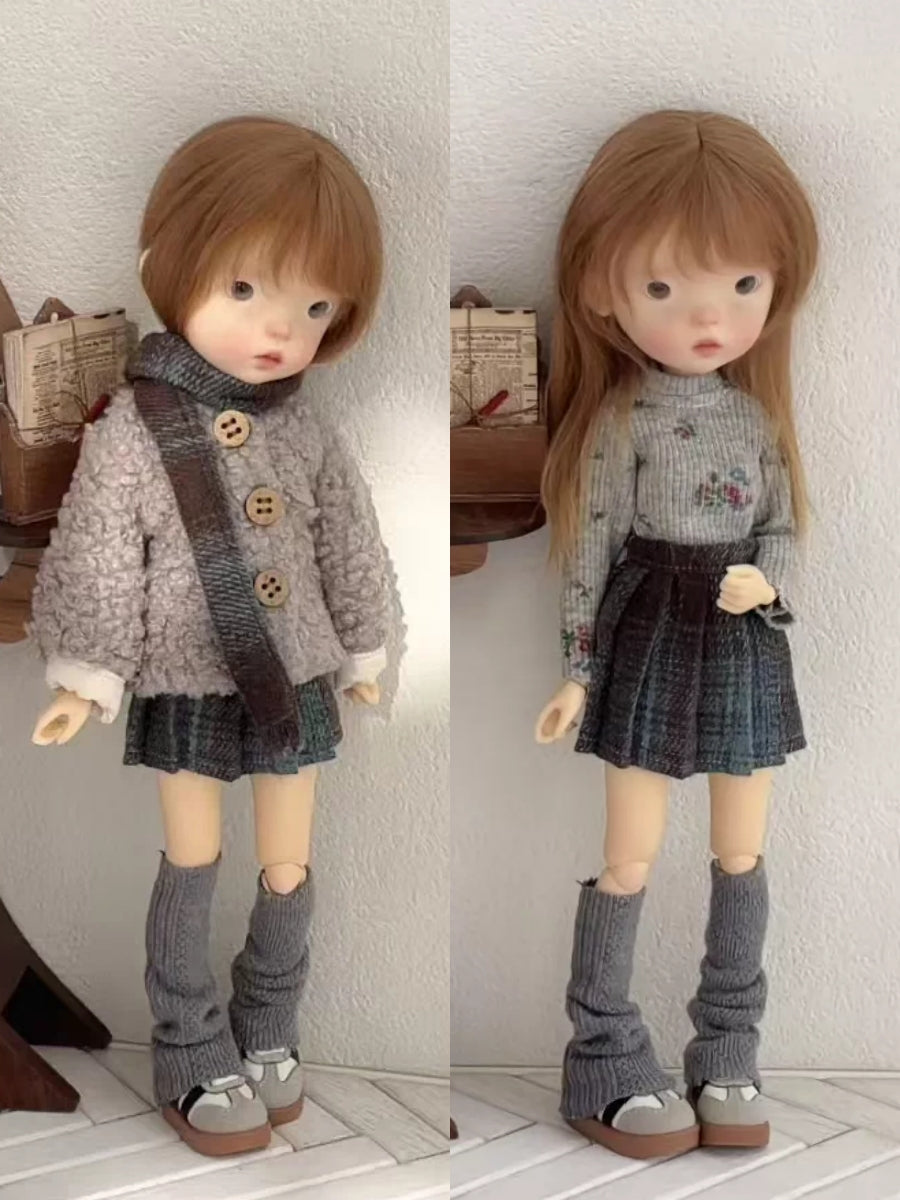 Fuzzy Jacket Blythe 1/6 BJD Khaki Set On Doll Display | ToastDoll
