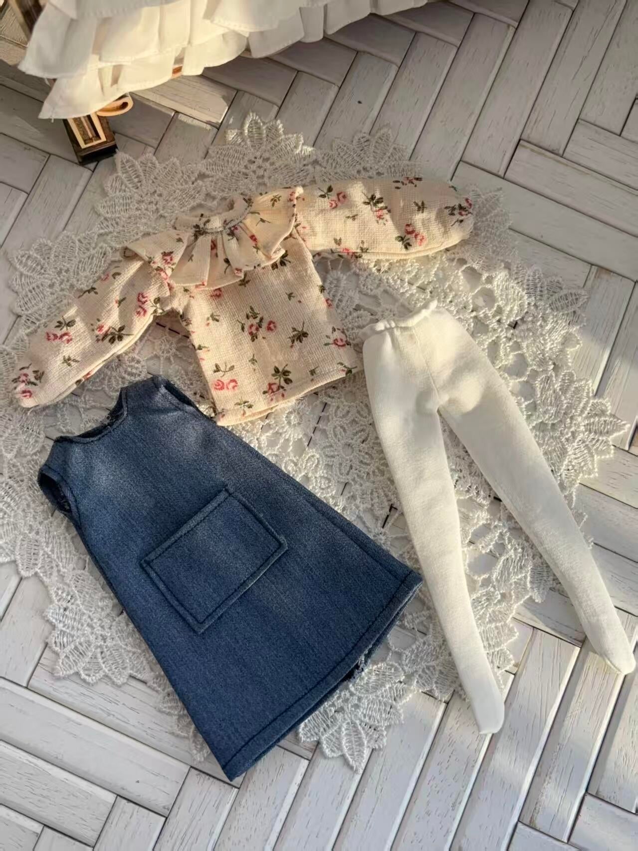 Vintage Floral Blythe BJD Dress Set - Handmade Doll Clothes - ToastDoll