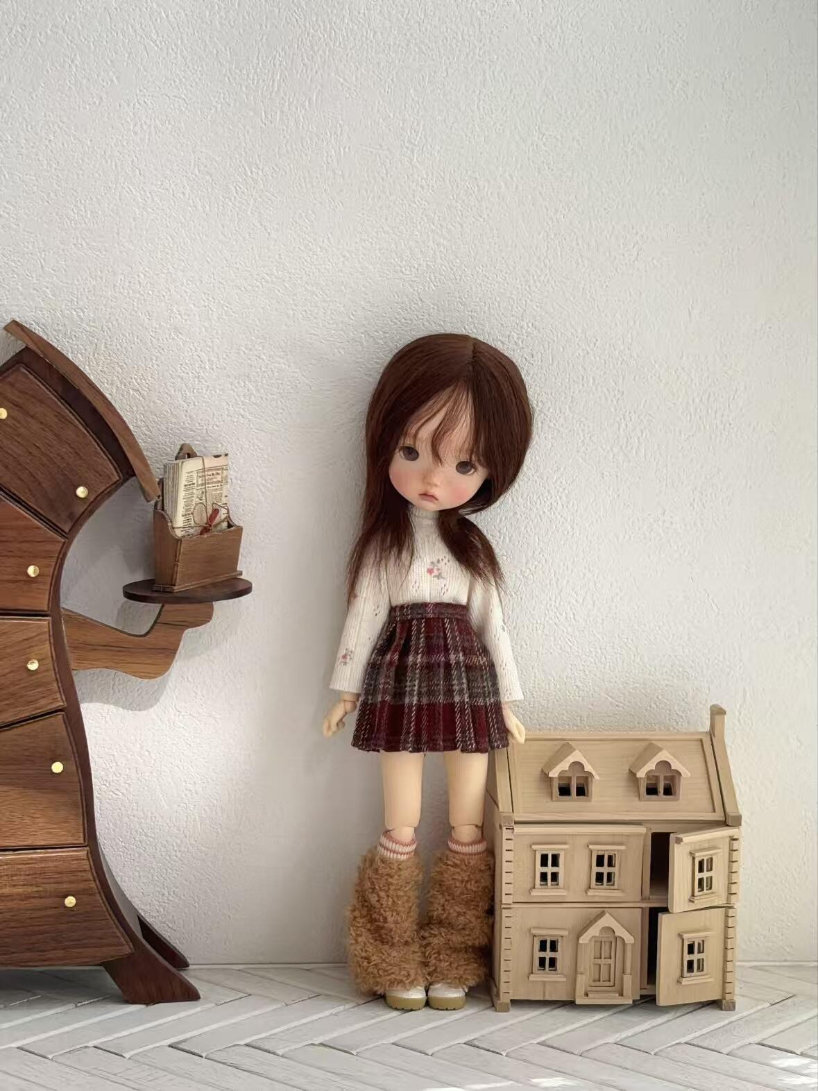 Minimalist Fall Blythe BJD Skirt Set - Handmade Doll Clothes - ToastDoll