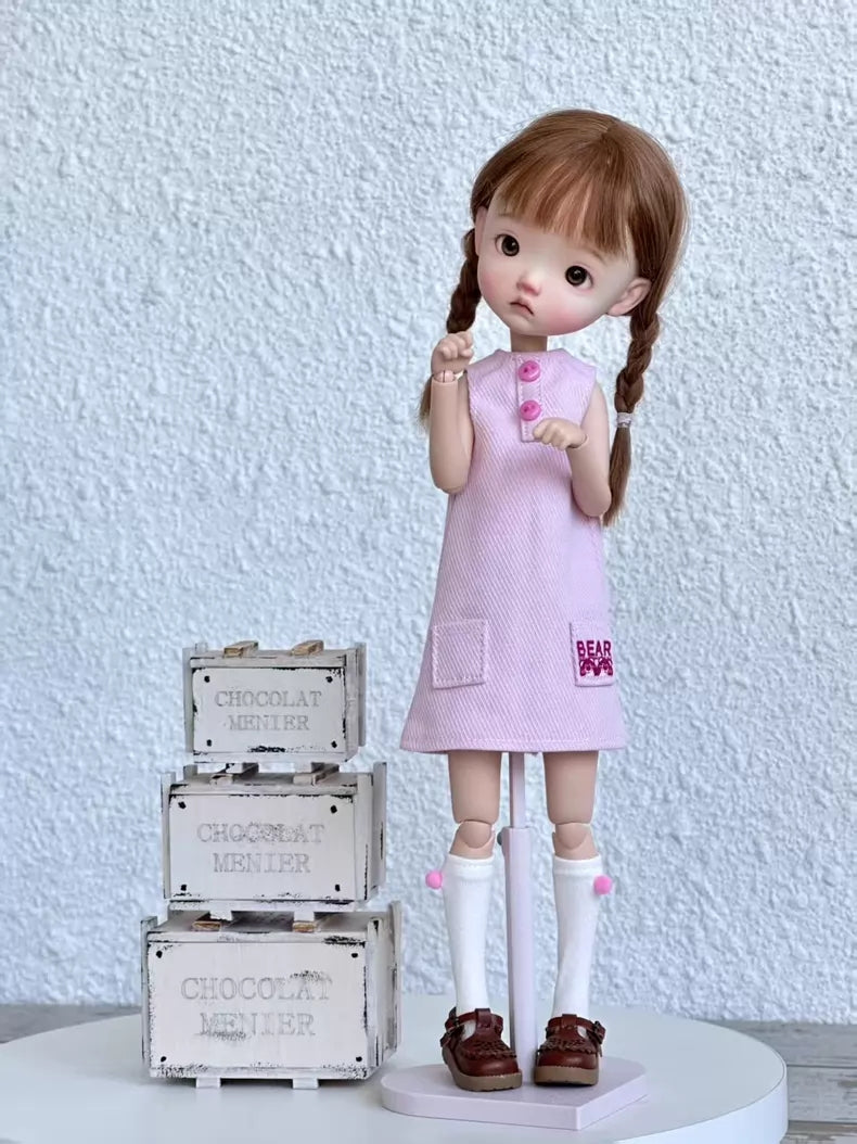 Pink Green Blythe BJD Dress - Handmade Doll Clothes - ToastDoll
