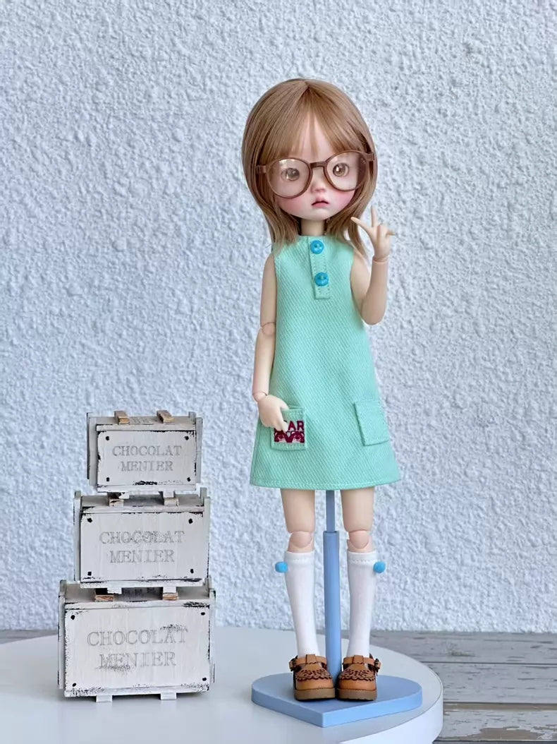 Pink Green Blythe BJD Dress - Handmade Doll Clothes - ToastDoll