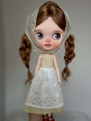 Rustic Apron Blythe 1/6 BJD Light_Green Set On Doll Display | ToastDoll