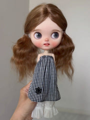 Gingham Tube Blythe 1/6 BJD Set On Doll Display | ToastDoll