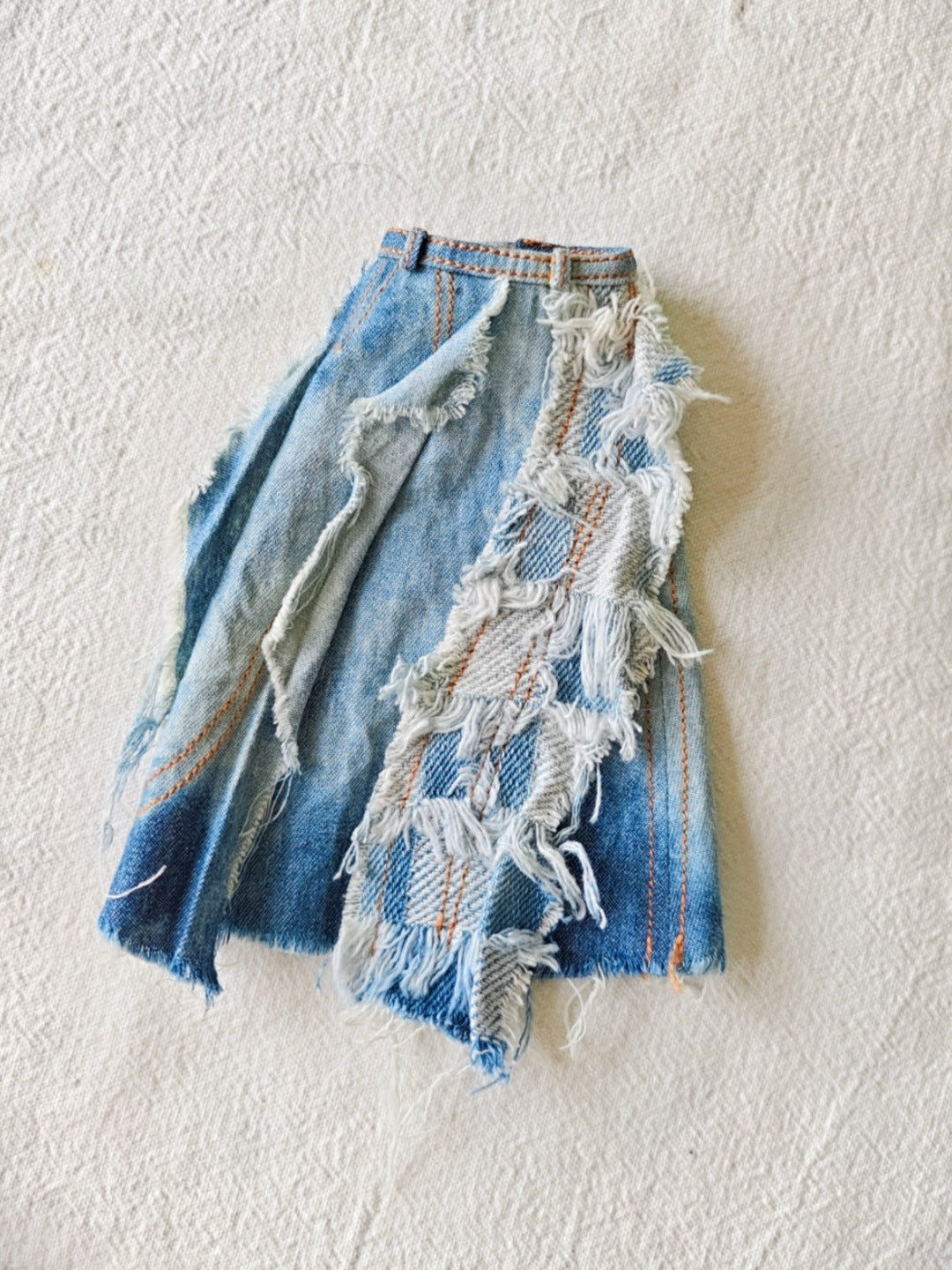 Deconstructed Denim Blythe Skirt Set - Handmade Doll Clothes - ToastDoll