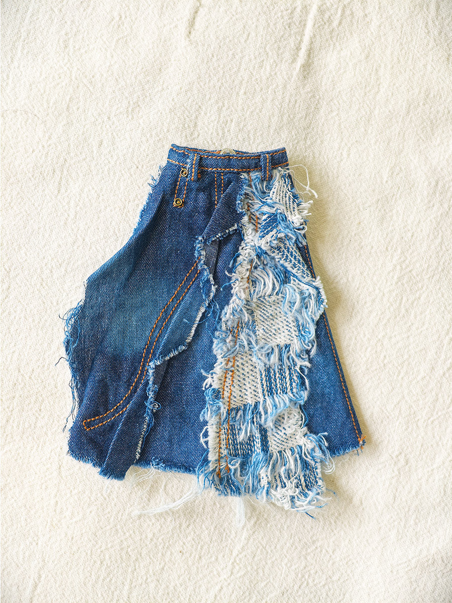 Deconstructed Denim Blythe Skirt Set - Handmade Doll Clothes - ToastDoll