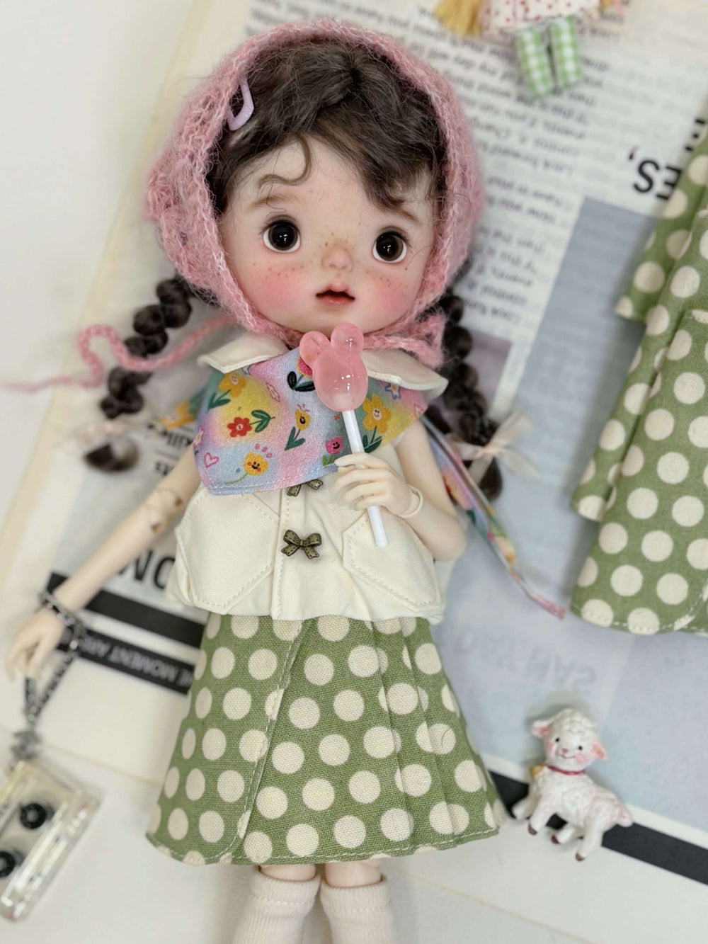 Bud Vest Pleated Skirt Blythe 1/6 Bjd Outfit Half Body Shot | ToastDoll