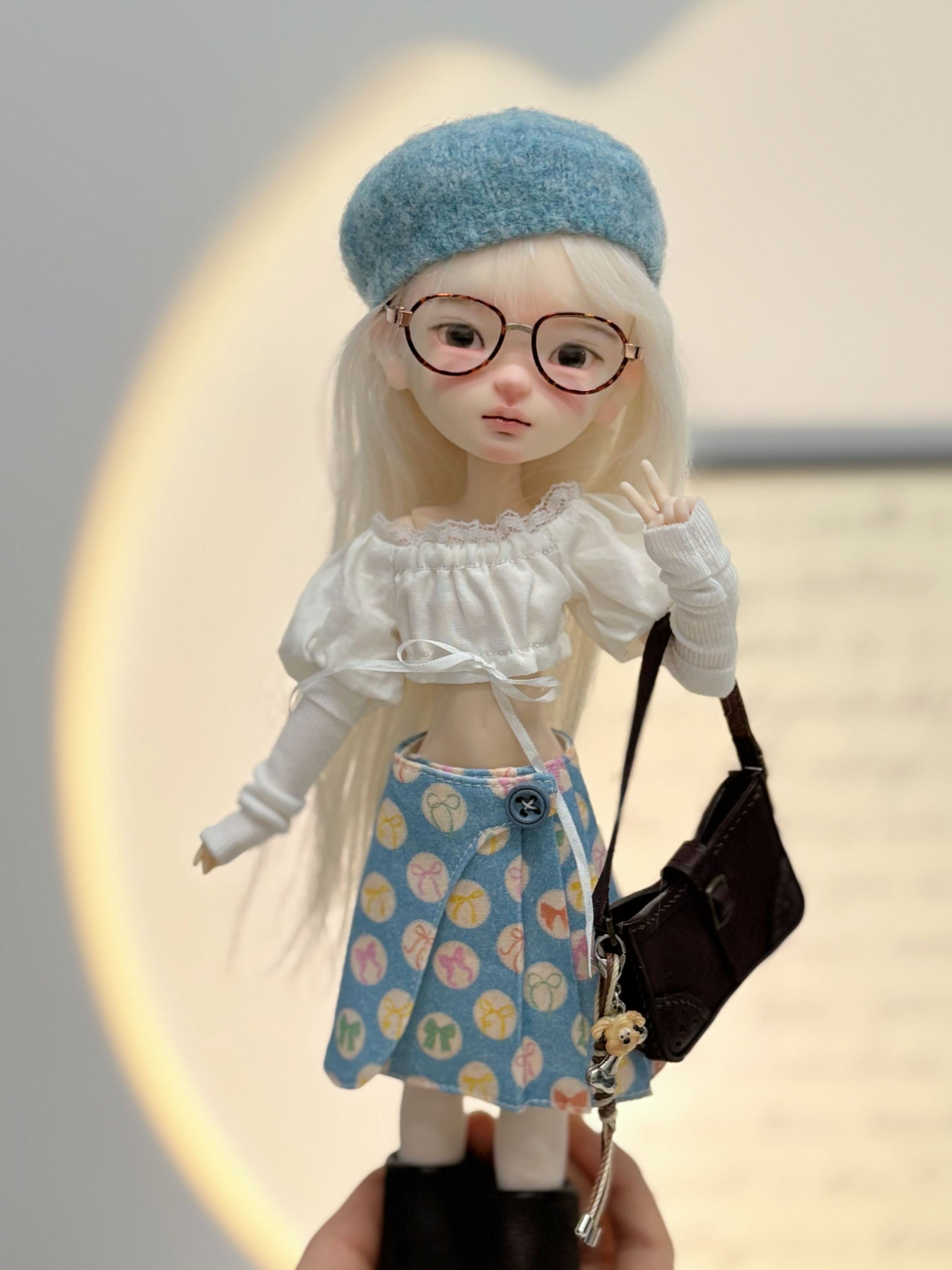 Off-Shoulder Pleated Midi Skirt Blythe Outfit Front View | ToastDoll