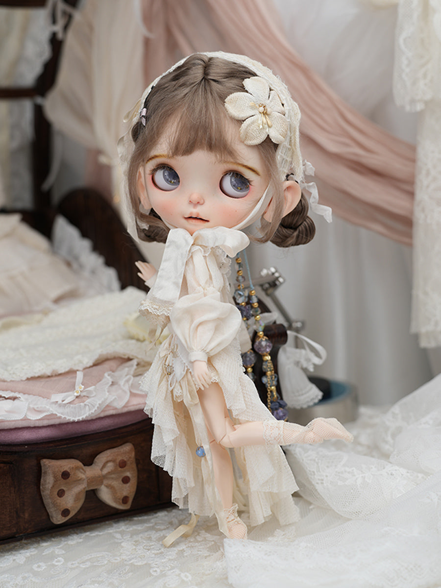 OOAK Custom Blythe Doll For Adoption,Pure White Angel