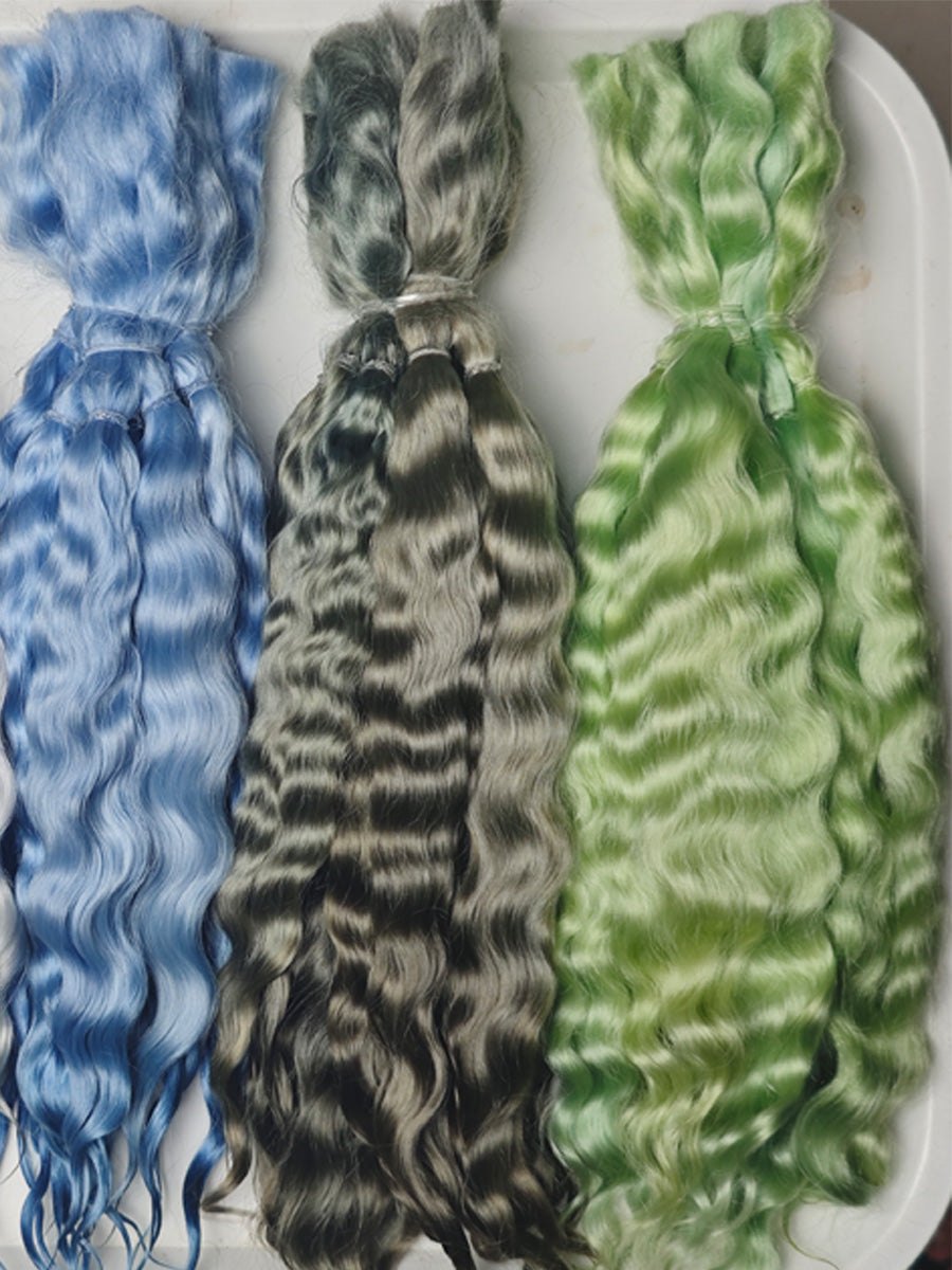 Natural Hand-dyed Mohair for Doll Wig, Mohair Strands Mohair Locks, Curl