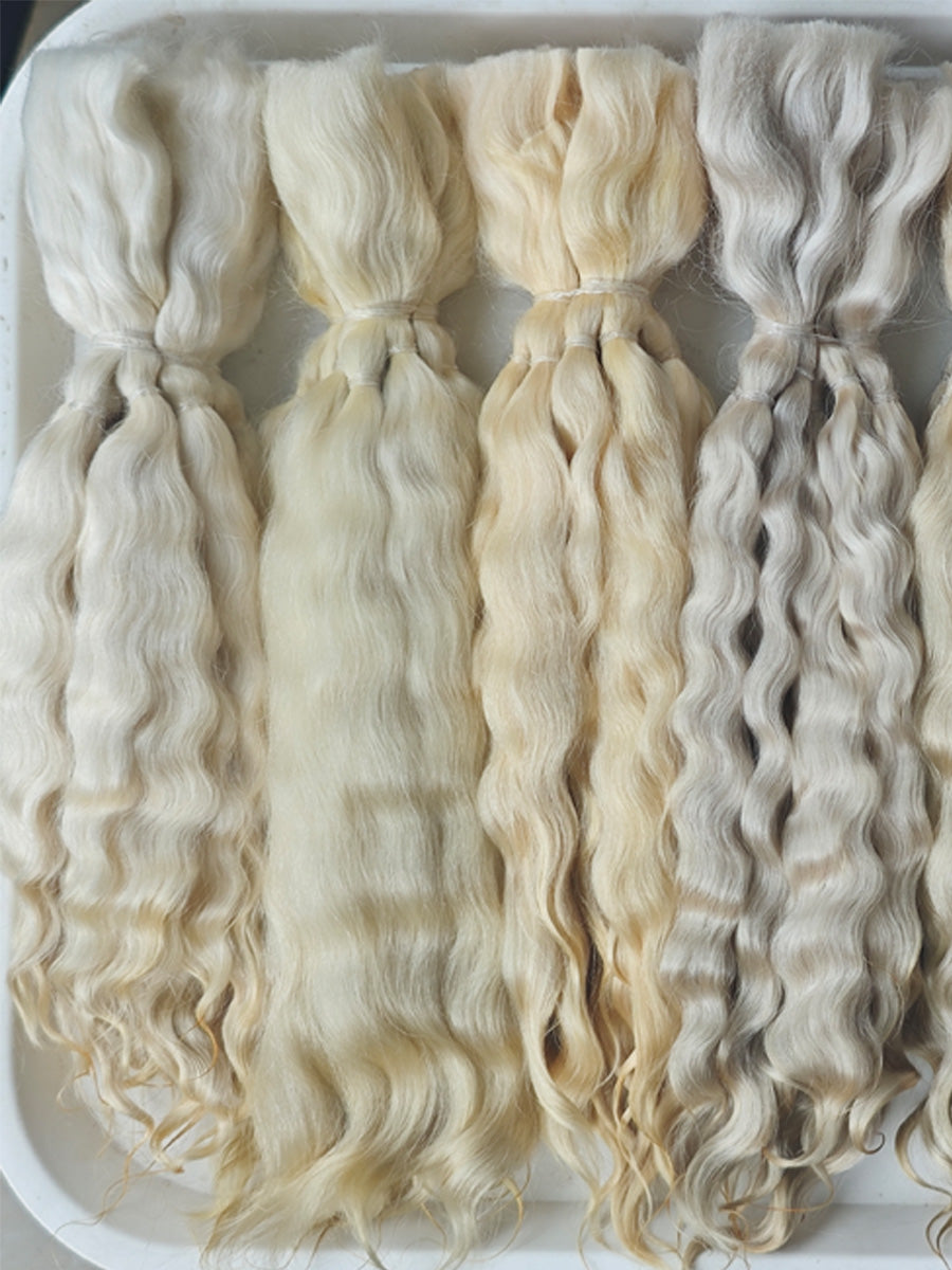 Natural Hand-dyed Mohair for Doll Wig, Mohair Strands Mohair Locks, Curl