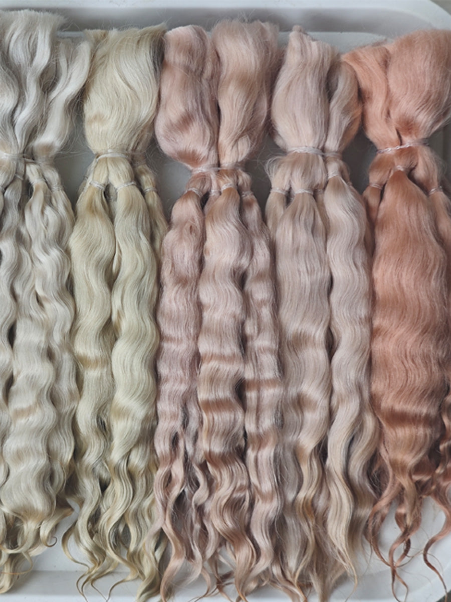 Natural Hand-dyed Mohair for Doll Wig, Mohair Strands Mohair Locks, Curl