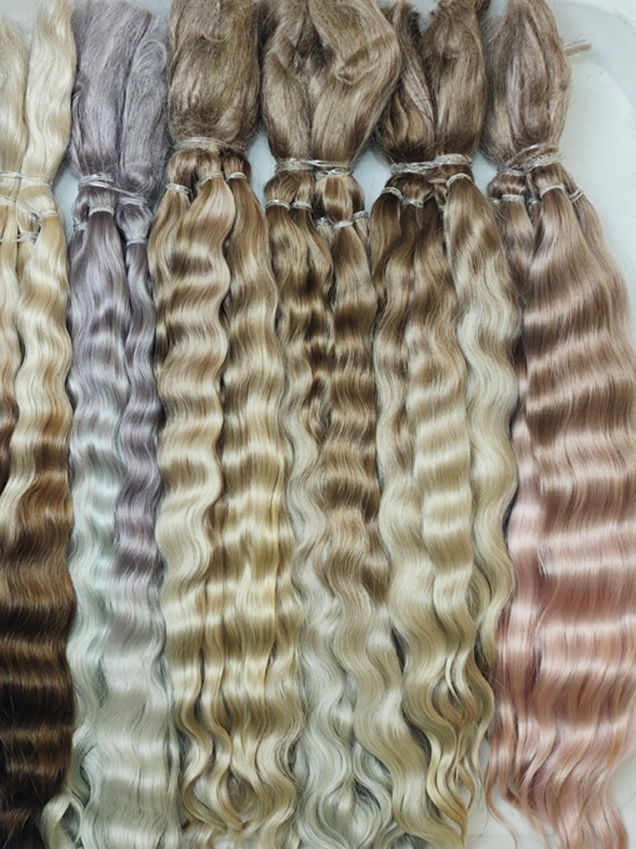 Natural Hand-dyed Mohair for Doll Wig, Mohair Strands Mohair Locks, Curl