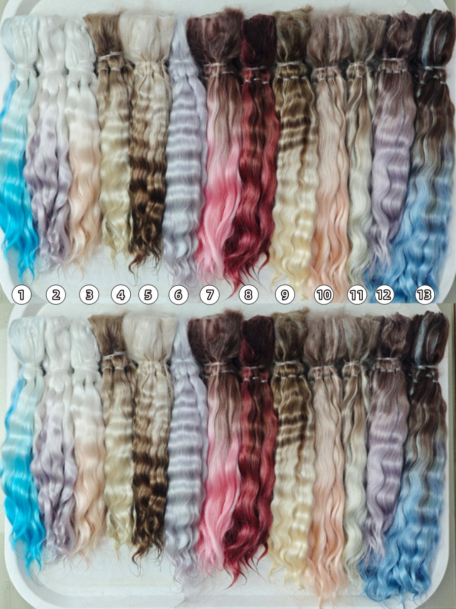 Natural Hand-dyed Mohair for Doll Wig, Mohair Strands Mohair Locks, Curl