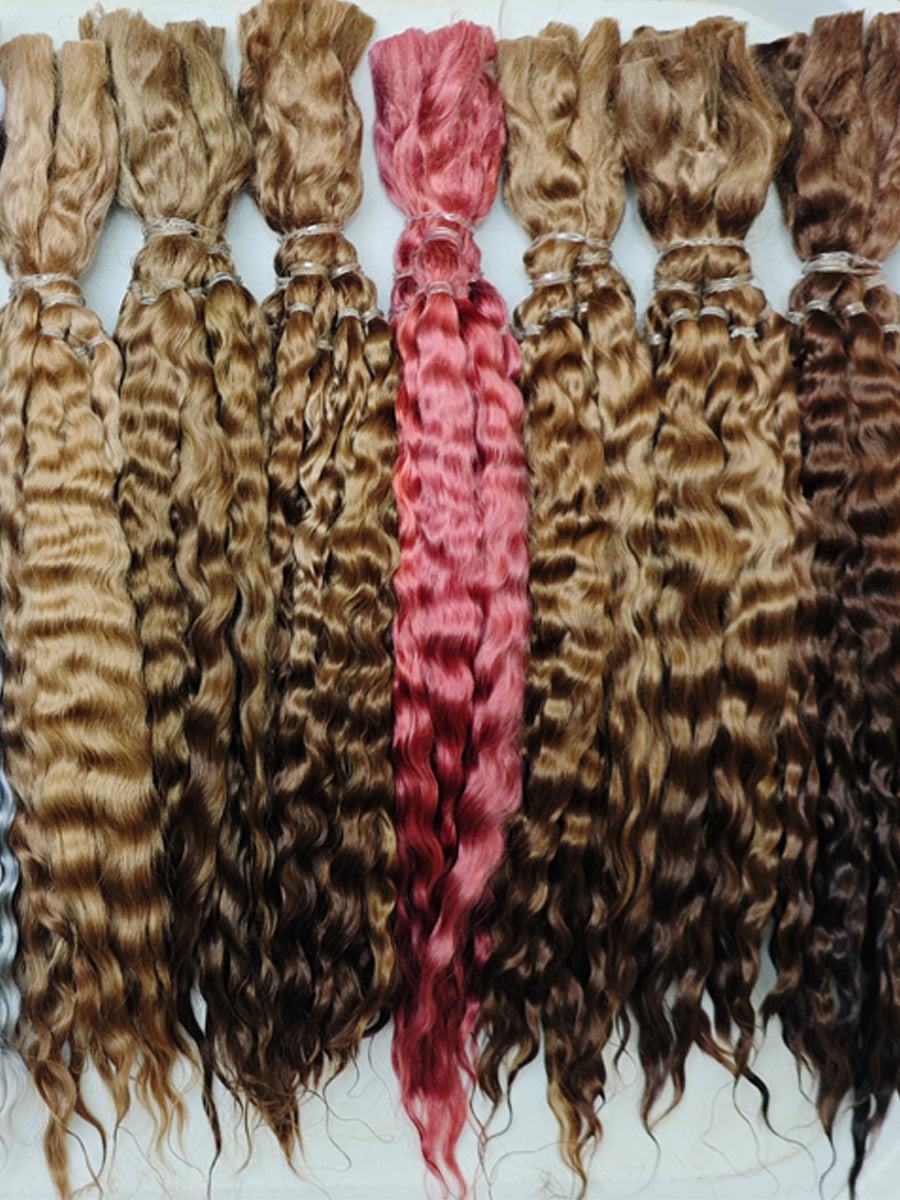 Natural Hand-dyed Mohair for Doll Wig, Mohair Strands Mohair Locks, Curl