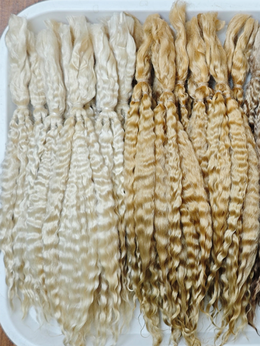 Natural Hand-dyed Mohair for Doll Wig, Mohair Strands Mohair Locks, Curl