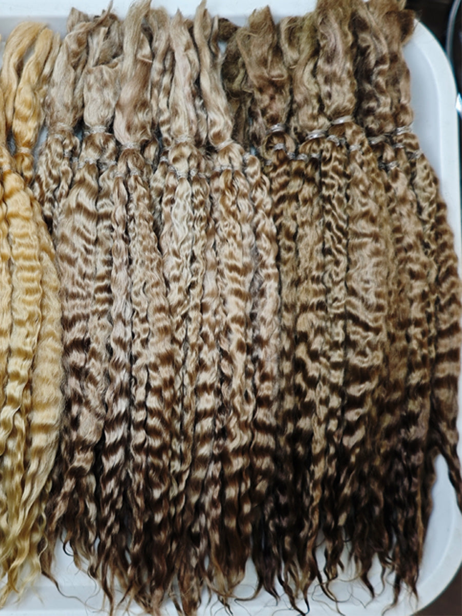 Natural Hand-dyed Mohair for Doll Wig, Mohair Strands Mohair Locks, Curl