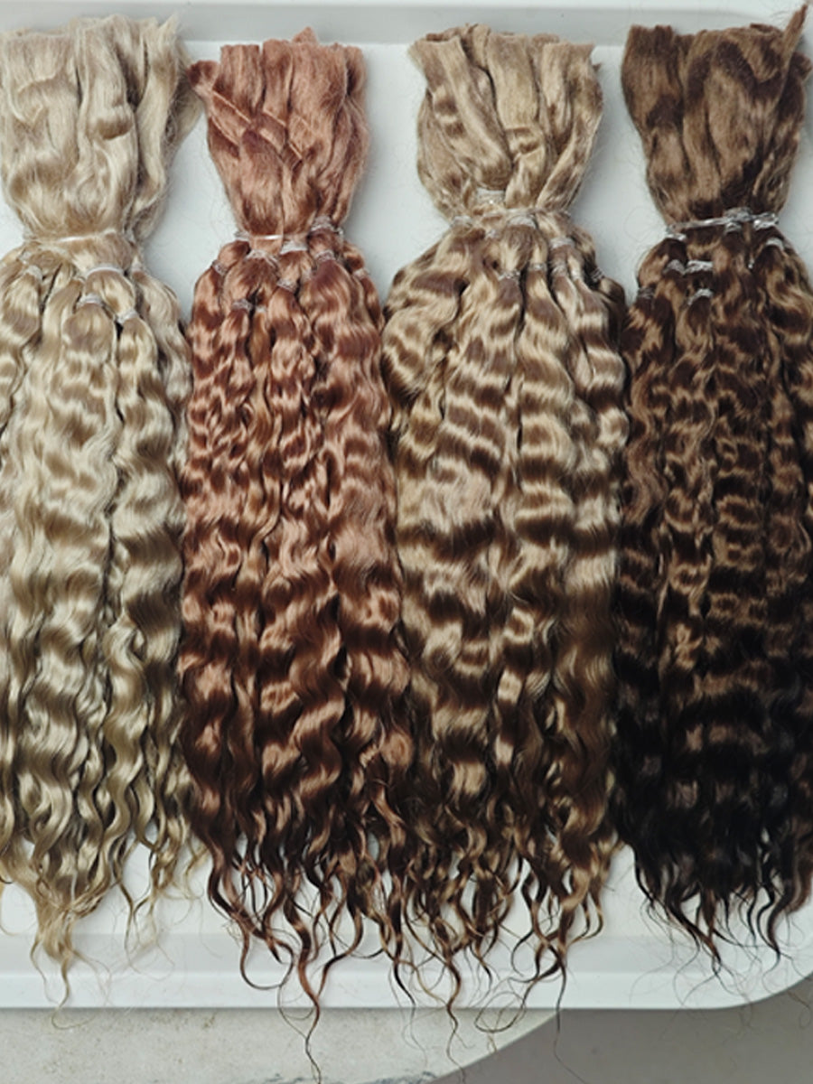 Natural Hand-dyed Mohair for Doll Wig, Mohair Strands Mohair Locks, Curl