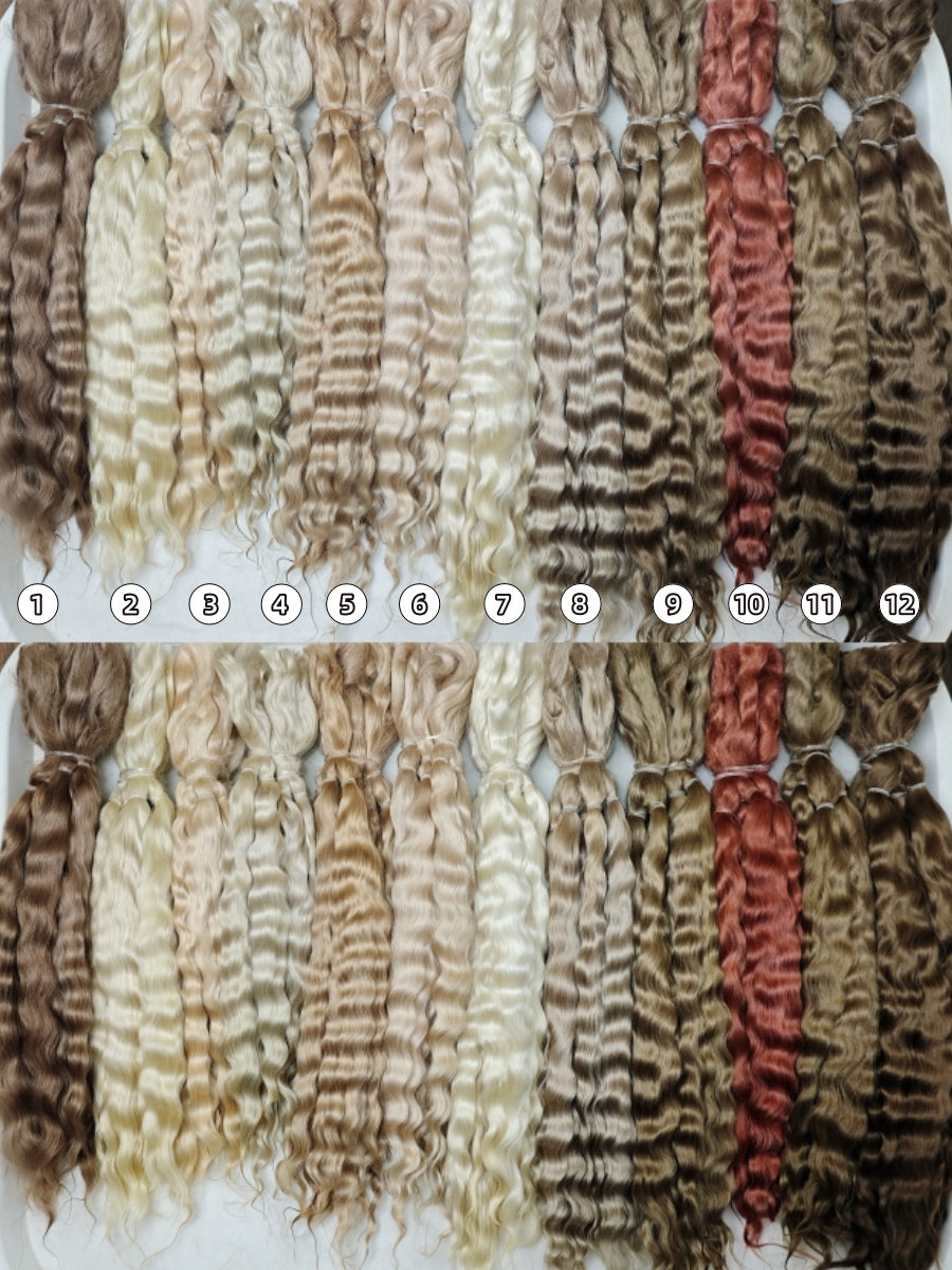 Natural Hand-dyed Mohair for Doll Wig, Mohair Strands Mohair Locks, Curl