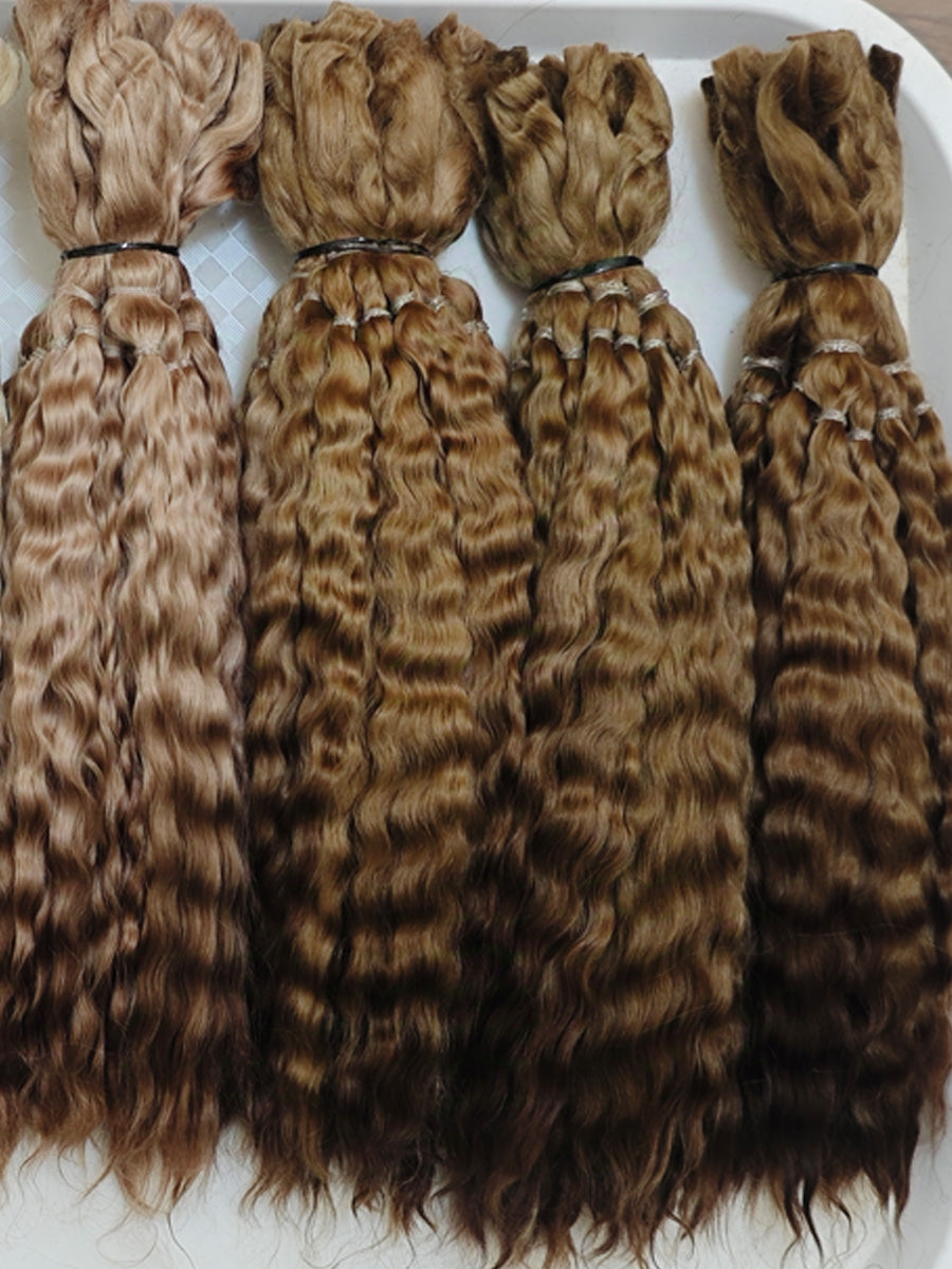 Natural Hand-dyed Mohair for Doll Wig, Mohair Strands Mohair Locks, Curl