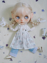 Printed Dress Pant Blythe BJD Set - Handmade Doll Clothes-ToastDoll