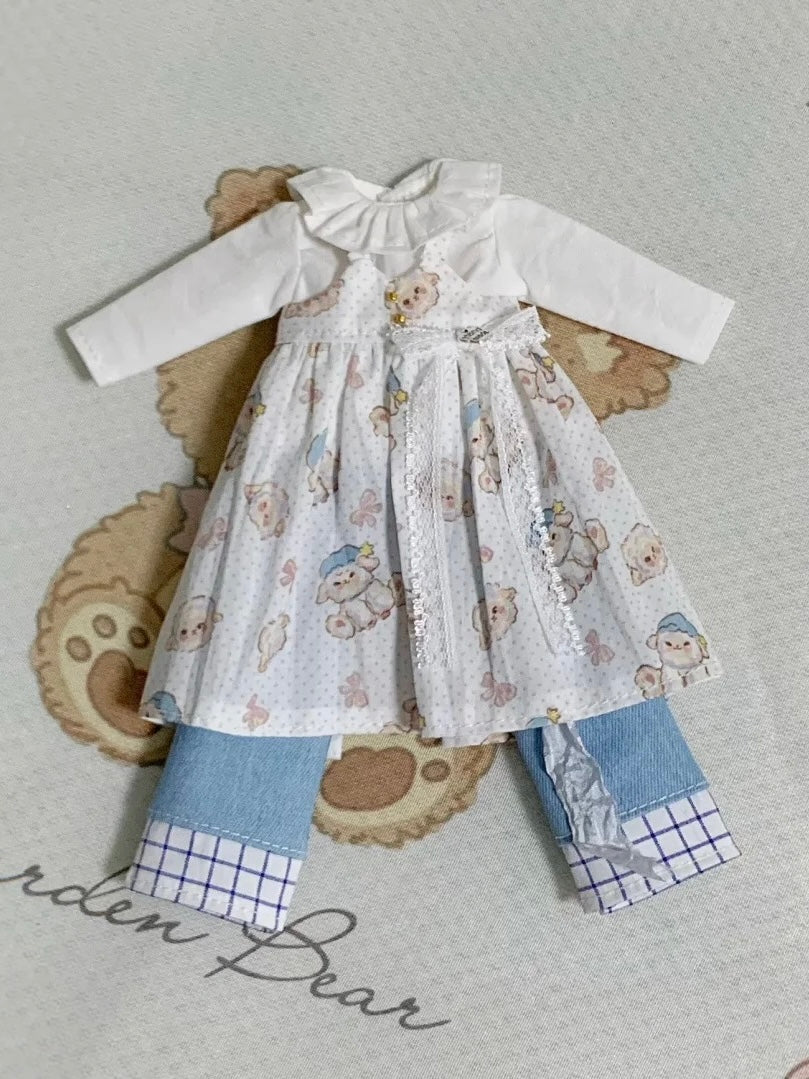 Printed Dress Pant Blythe BJD Set - Handmade Doll Clothes-ToastDoll