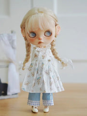 Printed Dress Pant Blythe BJD Set - Handmade Doll Clothes-ToastDoll